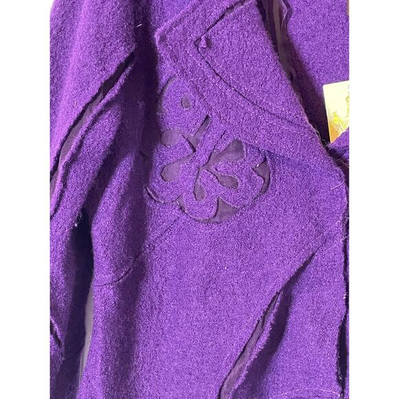 Nikki Valenti Wool Blazer Phoebe Friends Purple Floral Boho Cottagecore NWT - Picture 3 of 7